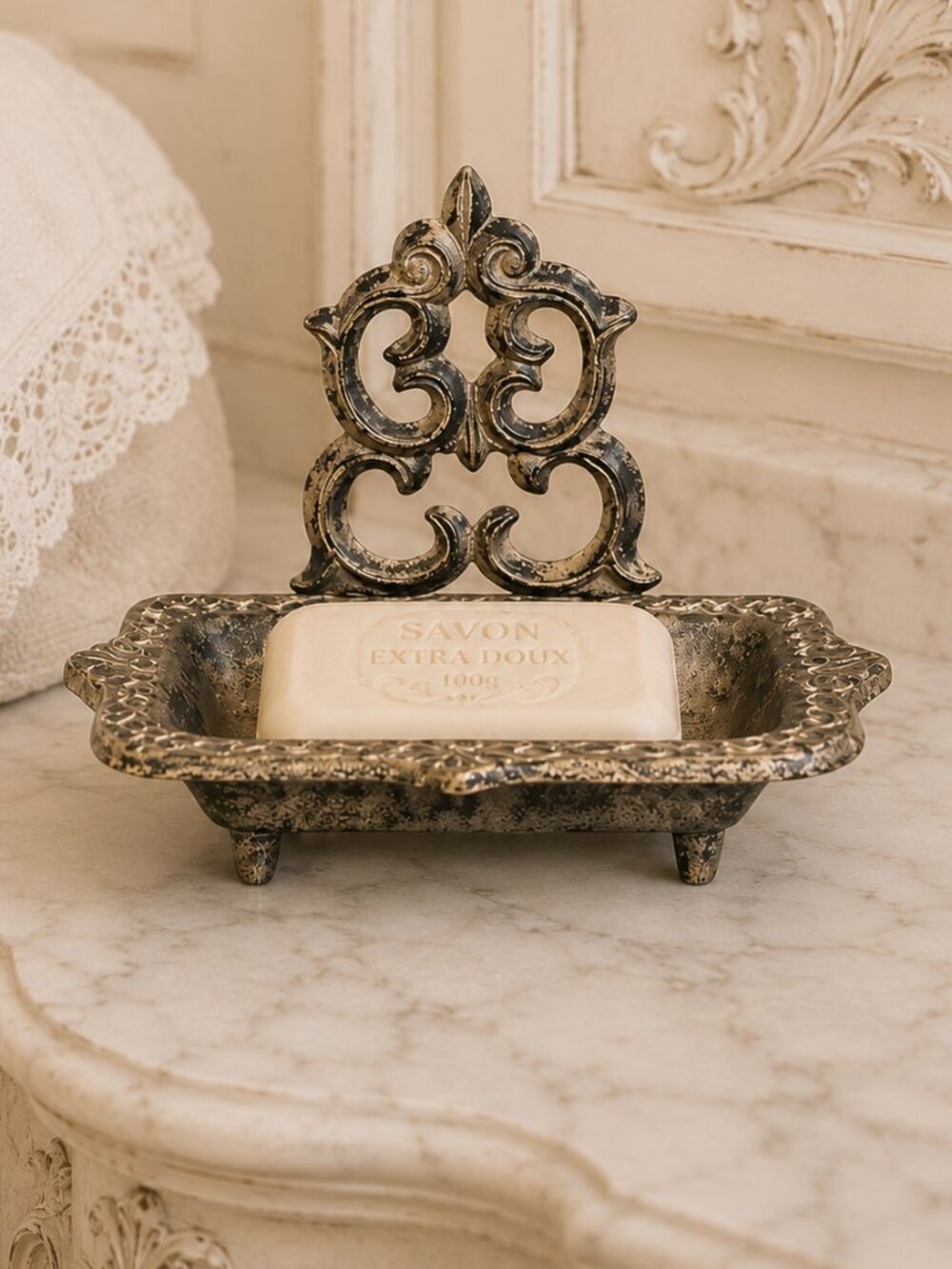Antique Finish Rustic Cast Iron Footed Soap Dish